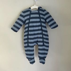 Baby Gap Winter Sherpa Lined Striped Snowsuit Blue 3-6 Months